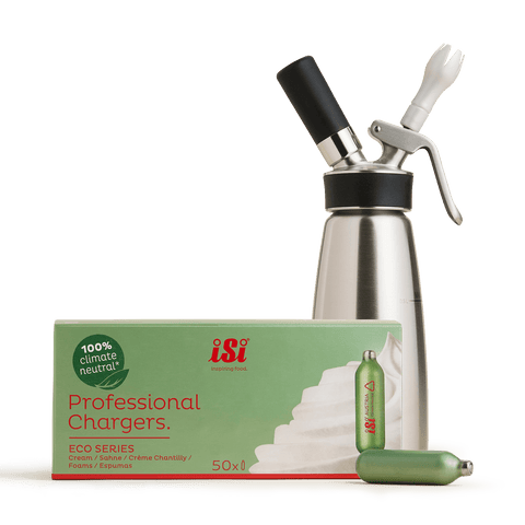 Bundle - iSi 1 Pint Stainless Steel Profi Whipped Cream Dispenser + iSi Eco-Chargers - Box of 50