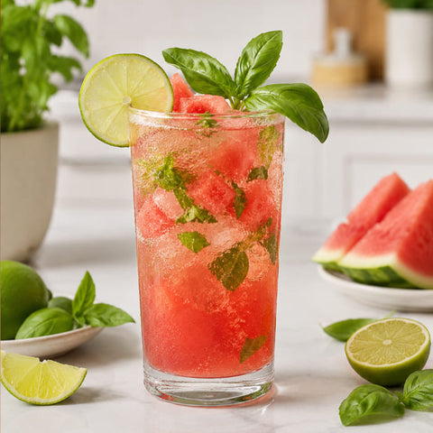 Watermelon Mojito Spritz with Basil & Lime
